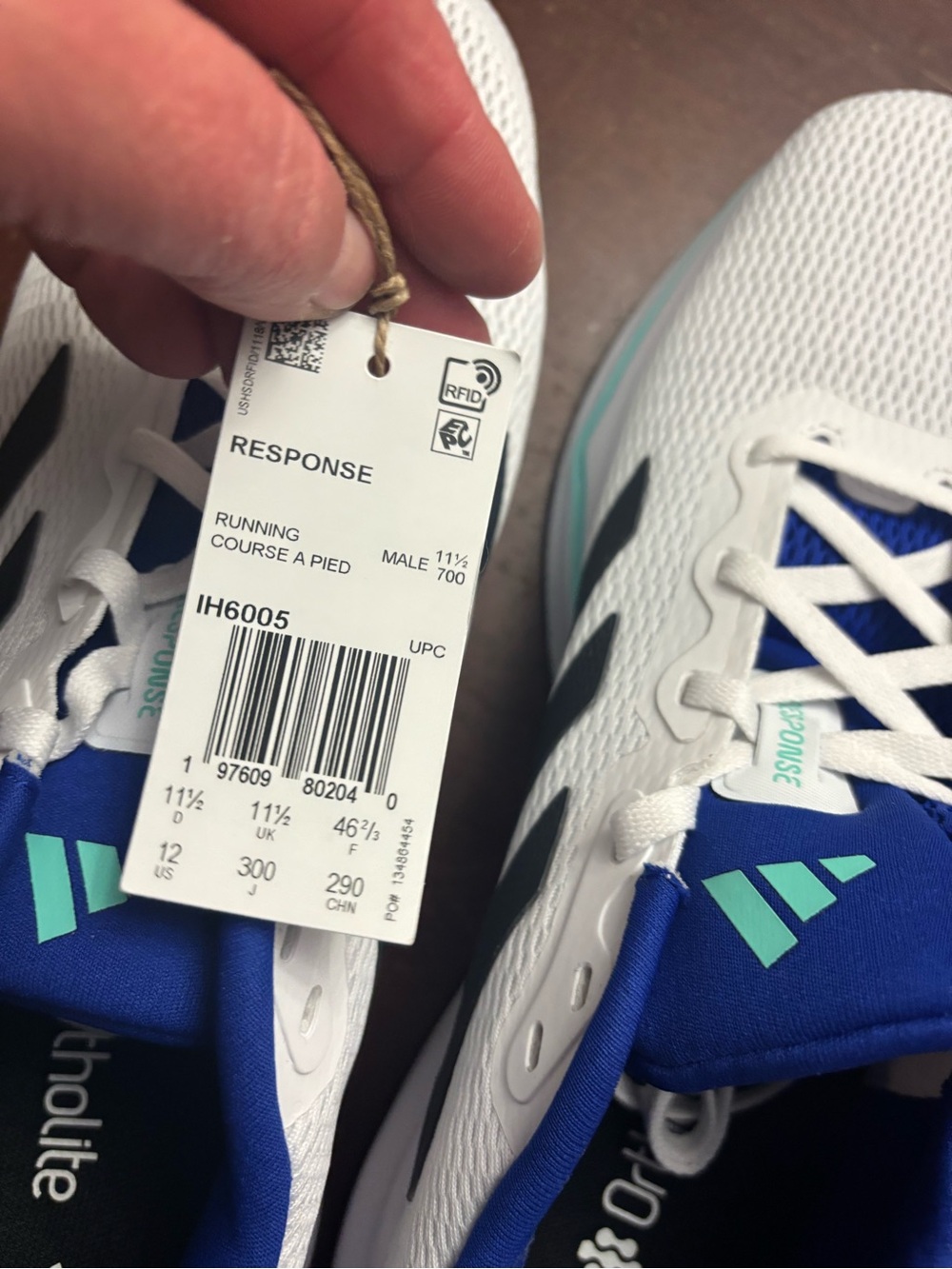 Adidas running respond ortholite size 12 white navy blue running training